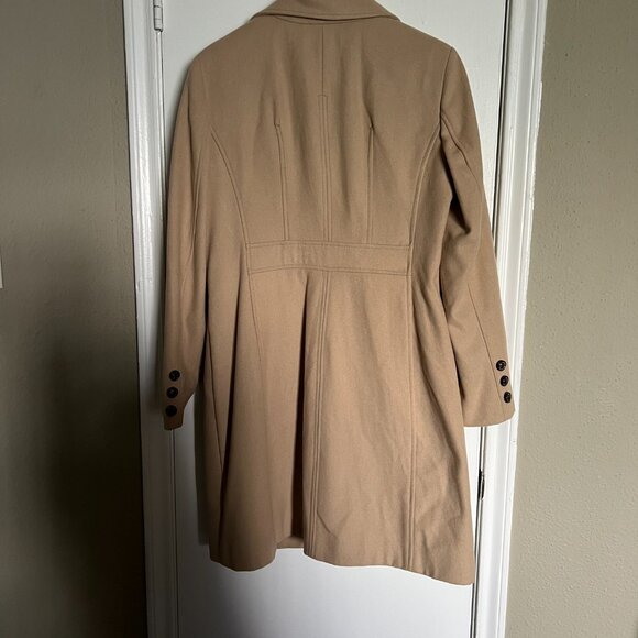 Moda International Victoria's Secret Tan Faux Fur Trim Longline Wool Peacoat XL - Picture 4 of 13